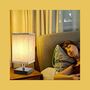 Grey Square Bedside Table Lamp With Linen Fabric Shade, thumbnail 3 of 8