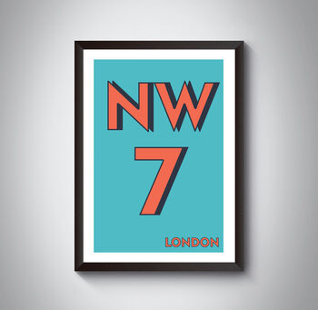 Nw7 Barnet London Typography Postcode Print, 3 of 10