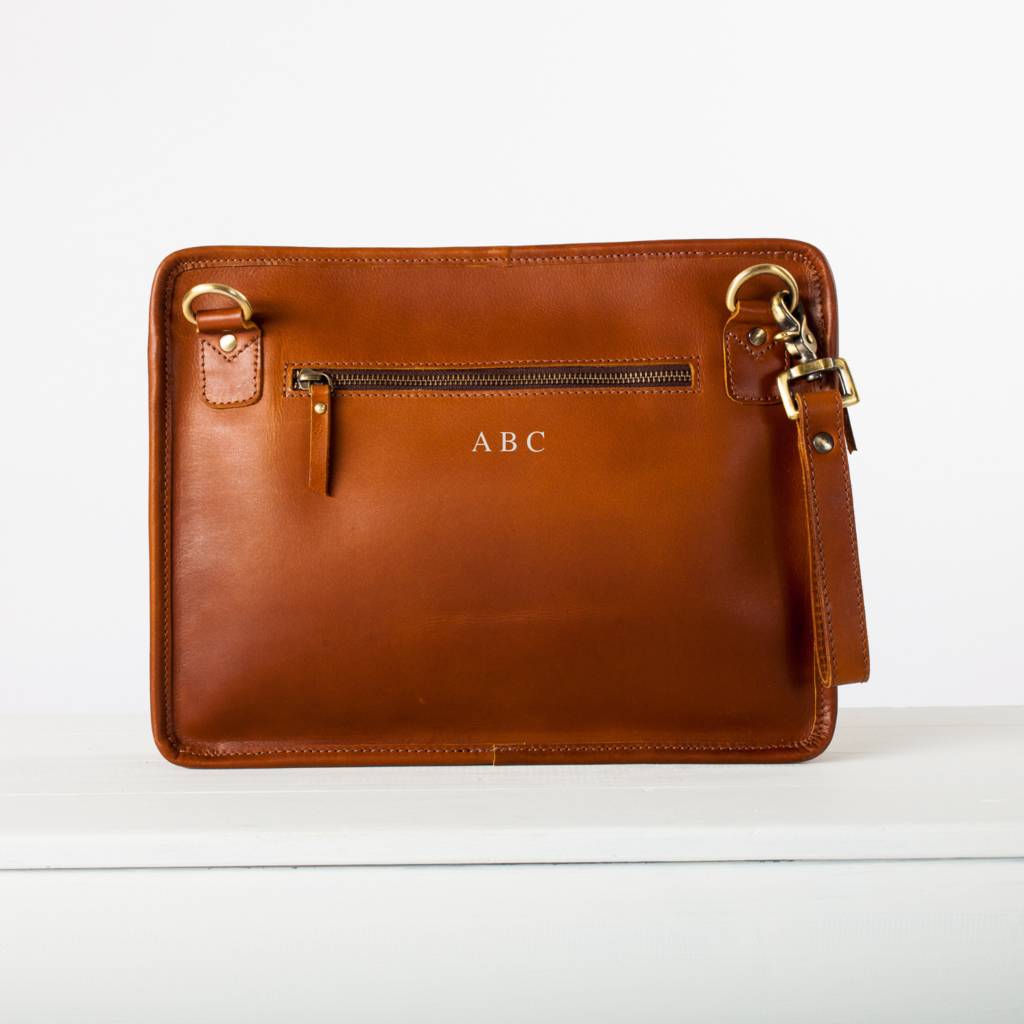 Personalised Leather Ipad Tablet Crossobody Wrist Bag