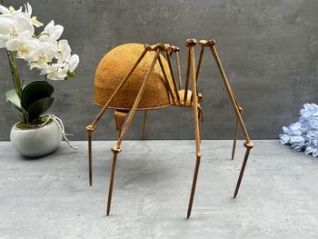 Huge Spider Garden Ornament 35cm Distressed Rusty Metal, 8 of 12