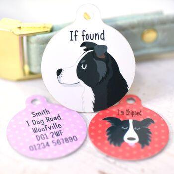 Border Collie Personalised Illustrated Dog Name Tag, 7 of 12