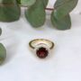 Round Red Garnet 18k Gold Plated Ring, thumbnail 1 of 5