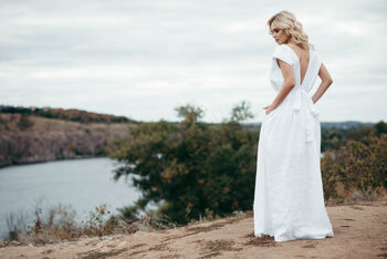 Beach Linen Wedding Dress, 9 of 11