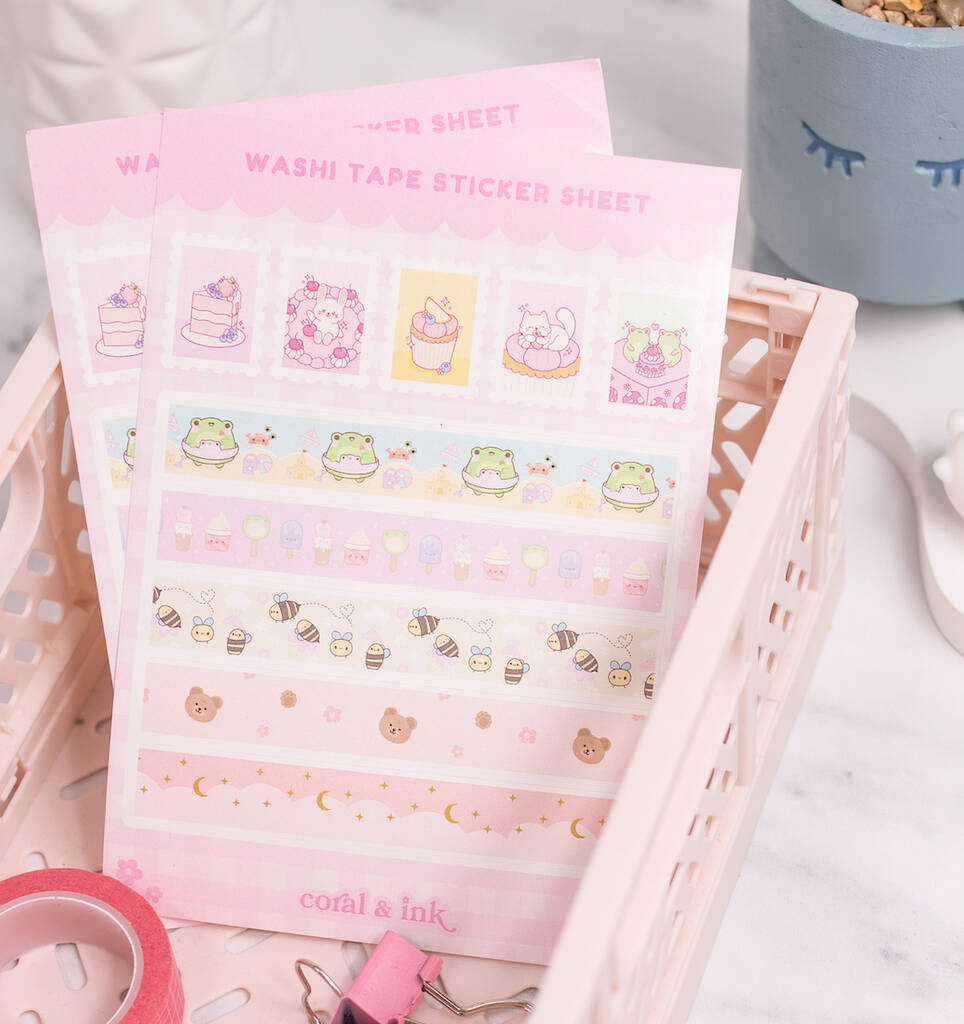 Cute Washi Tape Planner And Journal Sticker Sheet, 1 of 6