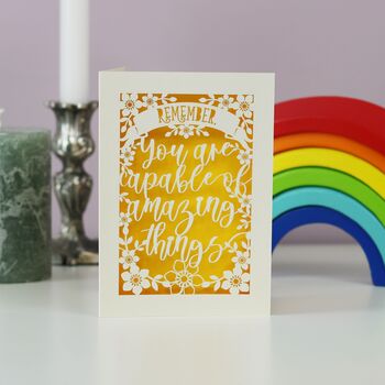 You Are Capable Of Amazing Things Papercut Card, 3 of 5