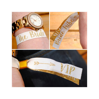 The Bride White / Gold Hen Party Wristband, 6 of 8