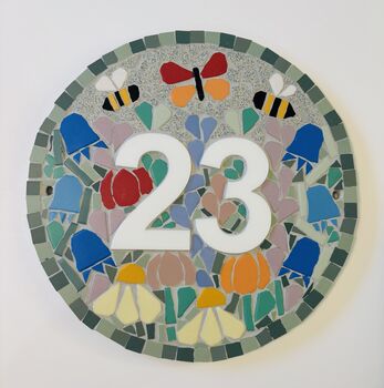 Bright Floral Mosaic House Door Number Sign, 6 of 6