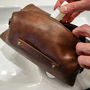 Personalised Vintage Leather Collar Stud Wash Bag, thumbnail 8 of 10