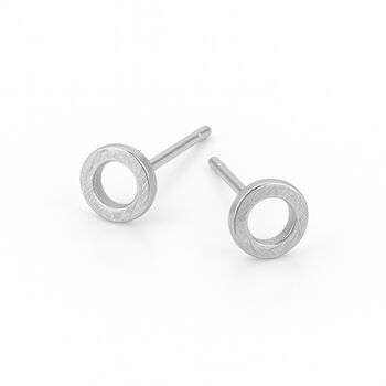 Sterling Silver Brushed Circle Stud Earrings – 5mm, 3 of 9