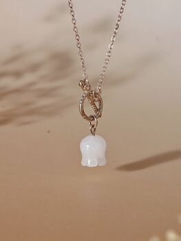 Silver White Jade Lily Of The Valley Toggle Necklace, 8 of 12
