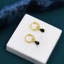 Sterling Silver Black Cz Droplet Hoop Earrings, thumbnail 1 of 11