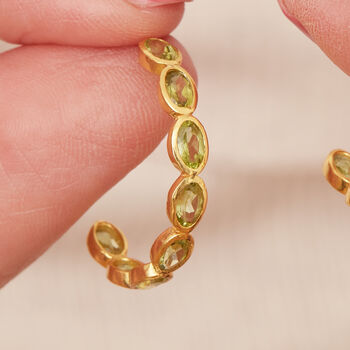 Green Peridot And Gold Plated Silver Stud Hoops, 6 of 11