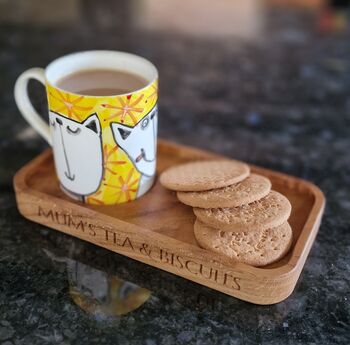 Personalised Oak Tea And Biscuit Tray, 5 of 5