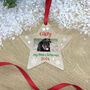 Personalised Pet My First Christmas Photo Acrylic Hanging Star Decoration Bauble, thumbnail 1 of 2