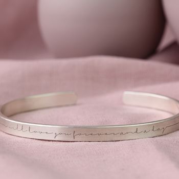 Cursive Personalised Silver Cuff Bracelet, 3 of 5
