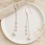 Sterling Silver Freshwater Pearl Long Drop Earrings, thumbnail 3 of 4