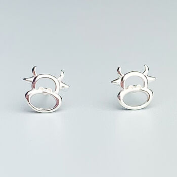 Sterling Silver Cow Face Stud Earrings, 2 of 6