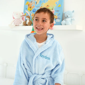 Personalised Soft Baby/Child's Dressing Gown In Blue, 7 of 9