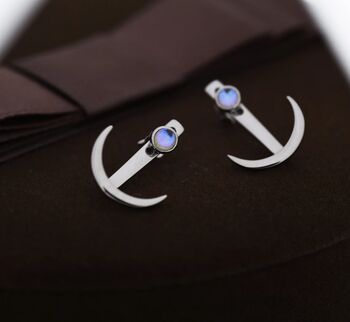 Crescent Moon And Moonstone Ear Jacket Sterling Silver, 2 of 10