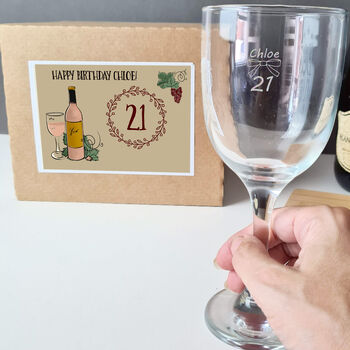 Personalised 21st Birthday Wine Glass Gift, 5 of 11