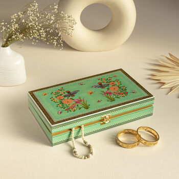 Hand Painted Wooden Jewellery Box Green Birthday Gift, 4 of 6