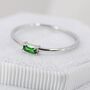 Sterling Silver Emerald Green Baguette Cz Ring, thumbnail 7 of 12