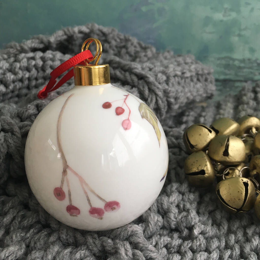 Goldcrest Bone China Christmas Bauble By littlebirdydesigns