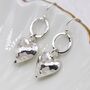Sterling Silver Hammered Heart Drop Earrings, thumbnail 1 of 8