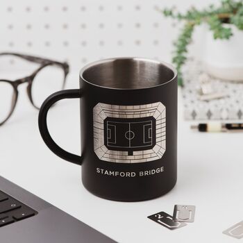 Chelsea Fc Football Stadium Personalised Engraved Steel Mug Gift, 2 of 6