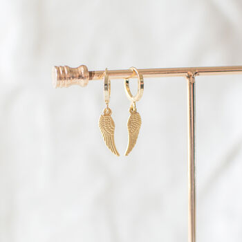 Gold Plated Wing Huggie Earrings, 4 of 11