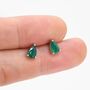 Sterling Silver Tiny Genuine Green Onyx Droplet Stud Earrings, thumbnail 6 of 11