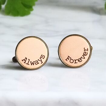 Personalised Curve Engraved Real Leather Cufflinks, 7 of 12