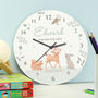 Personalised Woodland Animals Wooden Nursery Clock, thumbnail 4 of 4