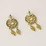 Sparkly Gold Dreamcatcher Dangle Stud Earrings, thumbnail 3 of 3