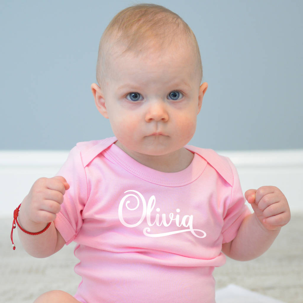 two personalised name baby vests 0 to 24 months by a type of design