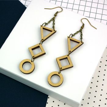 Gold Geometric Drop Earrings, 4 of 4