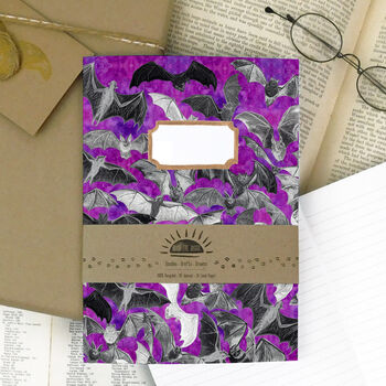 Chiroptera Bat Print A5 Lined And Plain Notebook Set, 4 of 7