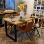 Solid Oak Dining Table With Raw Steel Legs, thumbnail 2 of 3
