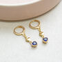 Double Heart Sapphire Birthstone Earrings, thumbnail 5 of 9