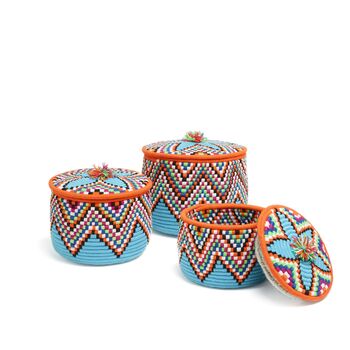 Naneh Set Of Three Patterned Lidded Baskets, 4 of 5