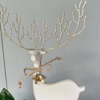 Wooden Reindeer With Sparkly Antelers, 2 of 5