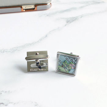 Personalised Map Location Square Cufflinks, 6 of 6