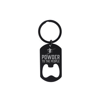 Black Bottle Opener Keyring 'Powder To The People' | Key Accessory | Gift For Dad | Fathers Day | Skiing, 3 of 3