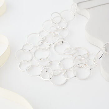 Interlinked Three Tier Hoop Ring Necklace, 2 of 3
