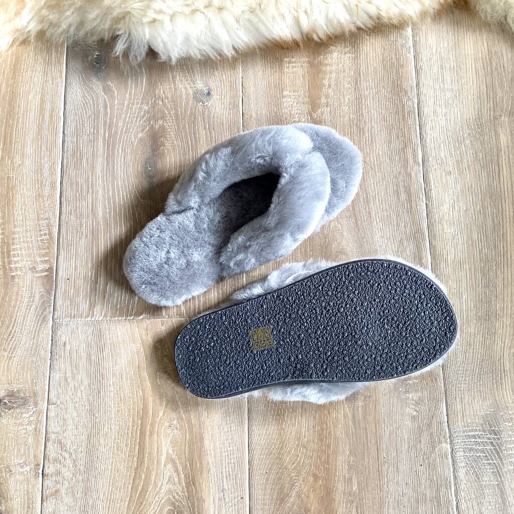 Sheepskin Slider Slippers Grey By Idyll Home | notonthehighstreet.com