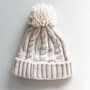 Fleece Lined Thick Cable Knit Bobble Hat, thumbnail 4 of 6