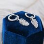 Sterling Silver Feather Hoop Earrings, thumbnail 3 of 11