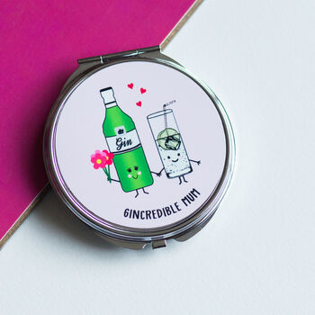 Funny Gin Compact Mirror For Mum, 5 of 6