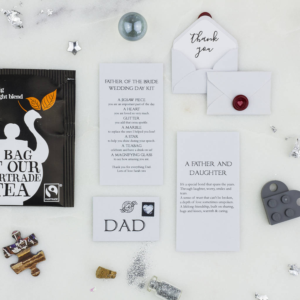 personalised father of the bride wedding day gift by little letter
