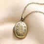 Personalised Antiqued Crystal Star Oval Locket Necklace, thumbnail 4 of 7